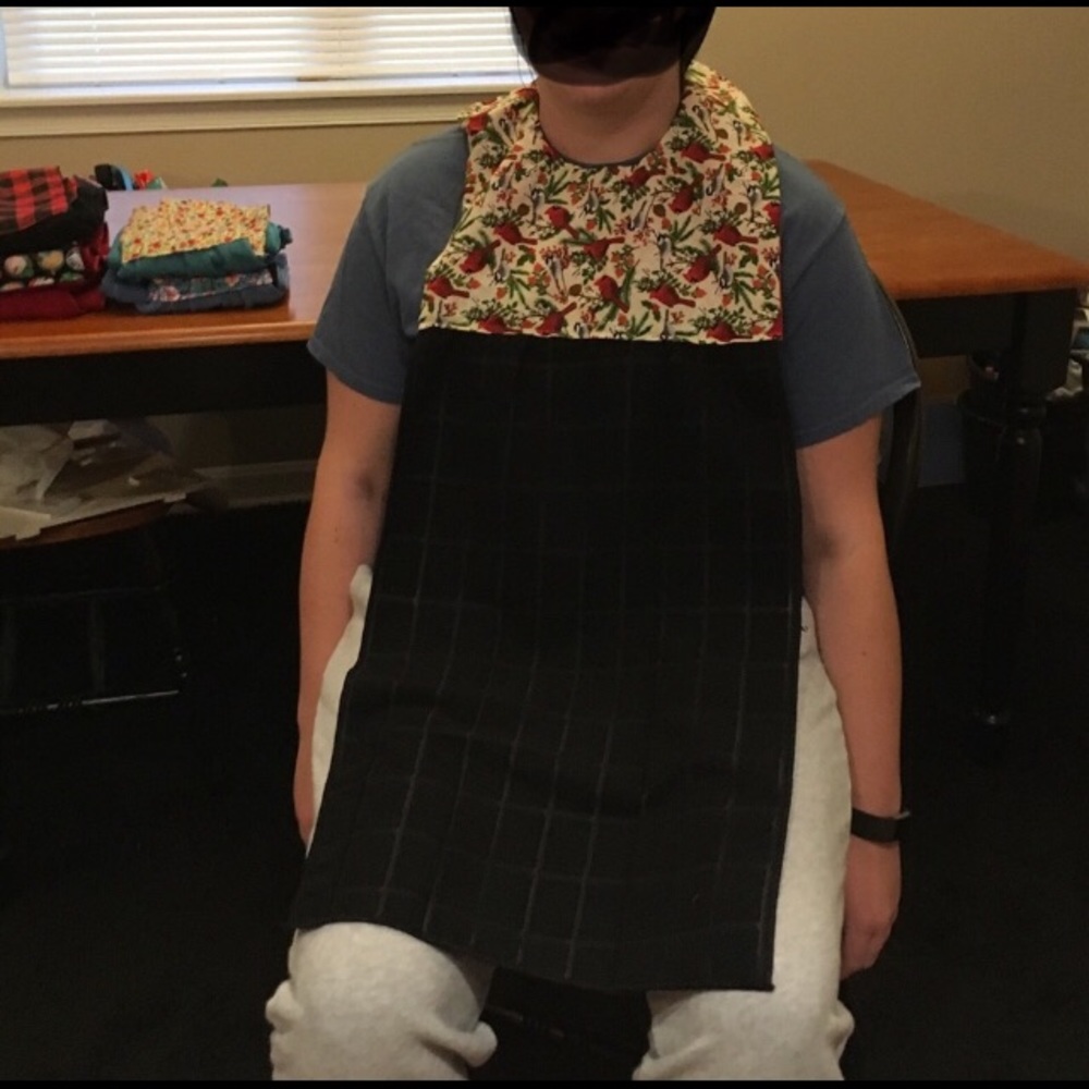 New adult long clothing protector (bib) cardinals